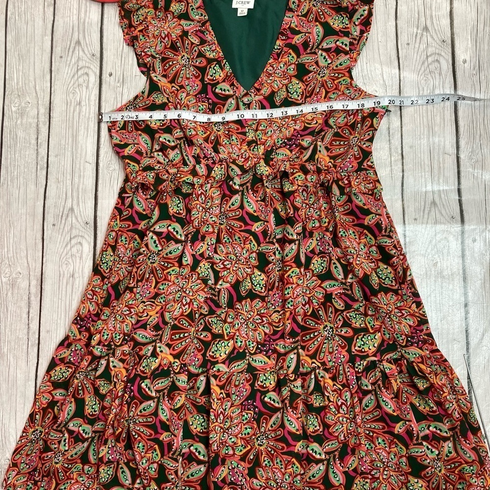 J.Crew Factory Floral Print Ruffle V-neck Mini Dress - Picture 8 of 14